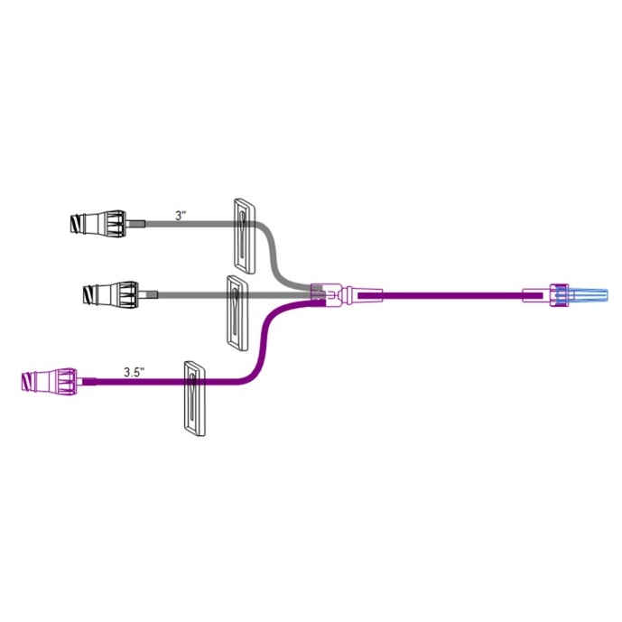 24 Trifuse Extension Sets - Small Bore Trifuse Luer Lock Extension Set with 3 Microclave and 3 Clamps, 7" - Image 1